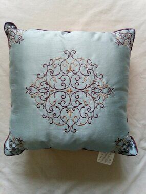 Brussels Embroidered Decorative 18" x 18" Square Throw Pillow